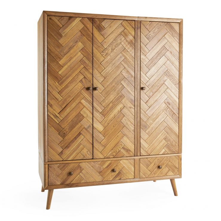 Parquet Mid Century Triple Wardrobe Oak Furnitureland