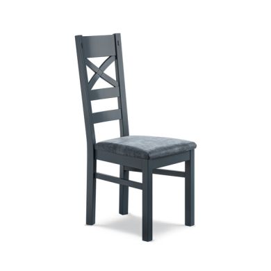 Richmond Ink Blue Painted Hardwood Dining Chair with Heritage Granite Velvet Seat