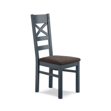 Richmond Ink Blue Painted Hardwood Dining Chair with Plain Charcoal Fabric Seat