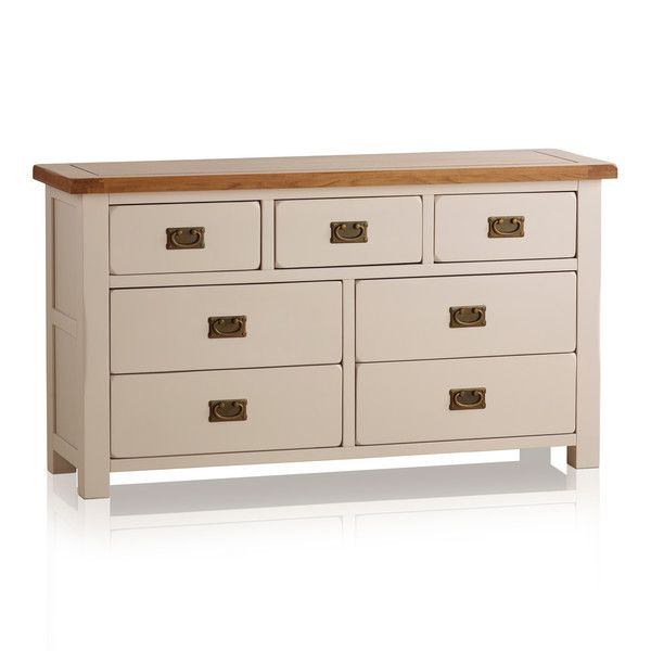 Natural oak and light grey painted 2+3 chest of drawers.