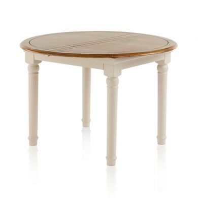 Shay Rustic Oak and Painted Round Extending Dining Table