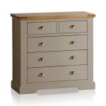 Natural Oak And Light Grey Painted 2+3 Chest Of Drawers.