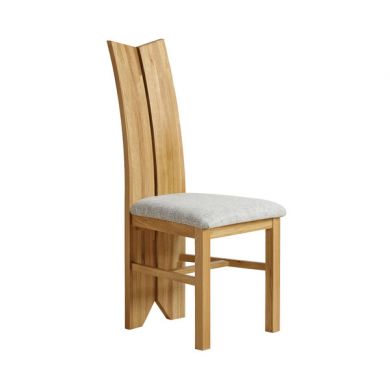 Tulip Natural Solid Oak and Plain Grey Fabric Dining Chair