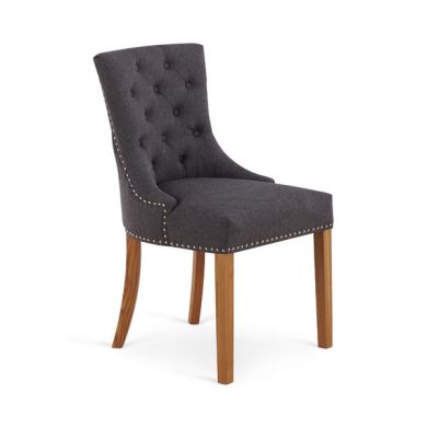 Vivien Button Back Chair in Grey Fabric