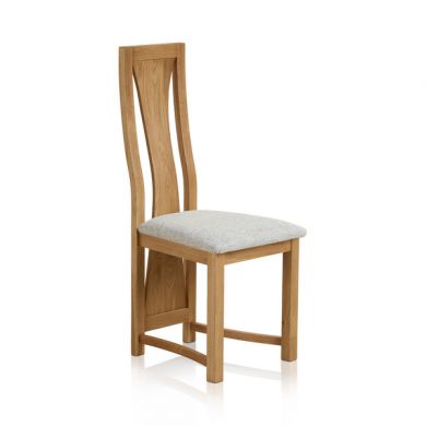 Waterfall Natural Solid Oak and Plain Grey Fabric Dining Chair