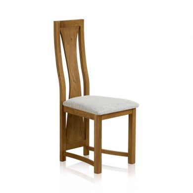 Waterfall Rustic Solid Oak and Plain Grey Fabric Dining Chair