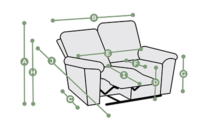 Leo 2 Seater Electric Recliner Sofa with Power Headrest Dimensions