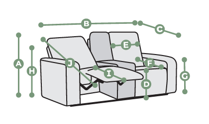 Cohen Modular 2 Seat Recliner Dimensions