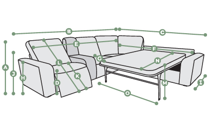 Cohen Large Corner Recliner with Right Hand Sofa Bed Dimensions