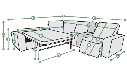 Cohen Large Corner Recliner with Left Hand Sofa Bed Dimensions