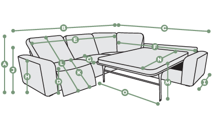 Cohen Large Corner Recliner with Right Hand Sofa Bed Dimensions