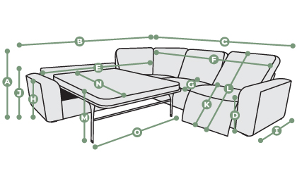 Cohen Large Corner Recliner with Left Hand Sofa Bed Dimensions