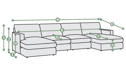Malvern 4 Seat Double Chaise End Sofa Dimensions