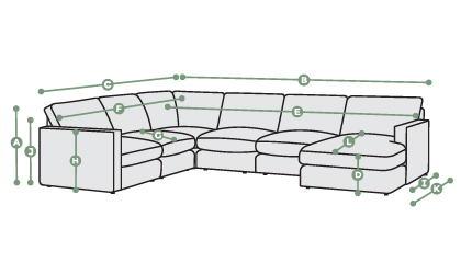 Malvern 6 Seater Right Hand Corner Sofa with Chaise Dimensions