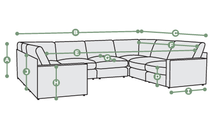 Morgan Modular 8 Seater U-Shape Sofa Dimensions