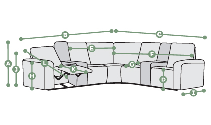 Cohen Modular 5 Seat Corner Recliner Dimensions