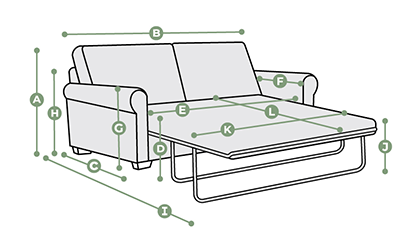 Nebraska 2 Seater Deluxe Sofa Bed Dimensions