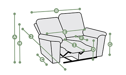 Juliette 2 Seater Electric Recliner Sofa with Power Headrest Dimensions