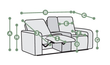 Cohen Modular 2 Seat Recliner Dimensions