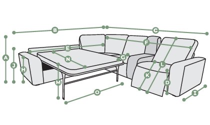 Cohen Large Corner Recliner with Left Hand Sofa Bed Dimensions
