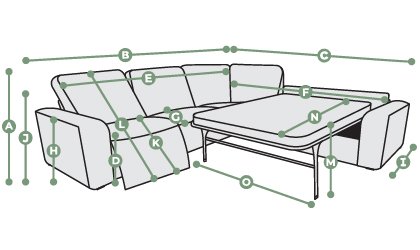 Cohen Large Corner Recliner with Right Hand Sofa Bed Dimensions