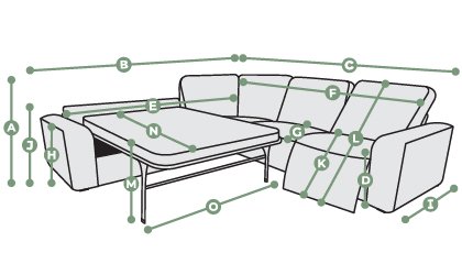 Cohen Large Corner Recliner with Left Hand Sofa Bed Dimensions
