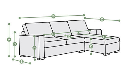 Bridgeport Right Hand Chaise Sofa Dimensions