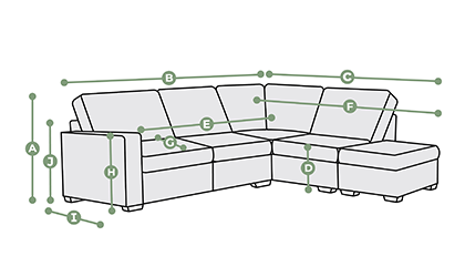 Zodiac Modular 4 Seat Chaise Sofa Dimensions