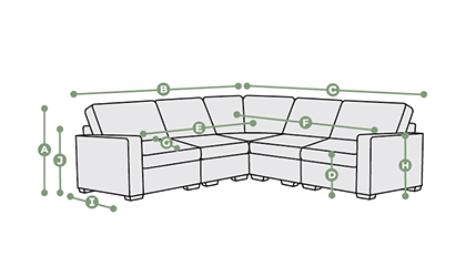 Samson Modular 5 Seat Static Corner Sofa Dimensions