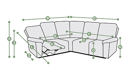 Goodwood Modular 5 Seat Corner Recliner Dimensions