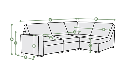 Morgan Modular 4 Seat Left Hand Corner Sofa Dimensions