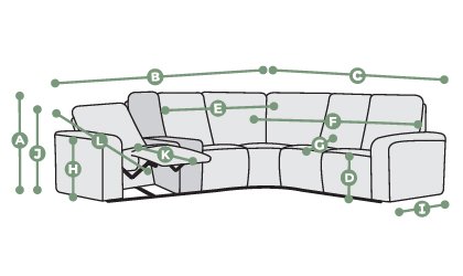 Cohen Modular 5 Seat Corner Recliner Dimensions