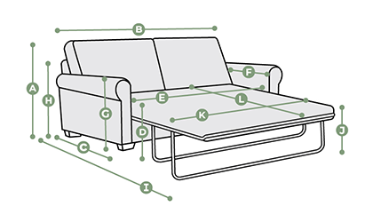 Jasmine 3 Seater Deluxe Sofa Bed Dimensions