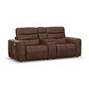 Cohen Group 8 Electric Recliner with 1 console in Ranch Dark Brown Fabric
