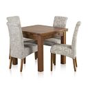 Sherwood Rustic Solid Oak 3ft Extending Table with 4 Scroll Back Plain Truffle Fabric Chairs