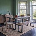 Detroit Solid Hardwood and Metal 3 Seater Bench