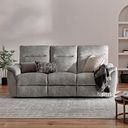 Aldo 3 Seater Recliner Sofa in Marble Silver Fabric