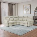 Aldo Large Corner Power Recliner Sofa in Bone China Leather