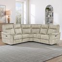 Aldo Large Corner Power Recliner Sofa in Marble Cream Fabric