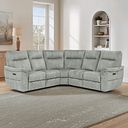 Aldo Large Corner Power Recliner Sofa in Marble Silver Fabric