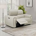 Arabella 2 Seater Power Recliner Sofa with Adjustable Power Headrest in Bone China Leather