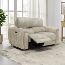 Arabella 2 Seater Power Recliner Sofa with Adjustable Power Headrest in Marble Cream Fabric