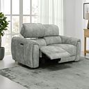 Arabella 2 Seater Power Recliner Sofa with Adjustable Power Headrest in Marble Silver Fabric