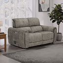 Arabella 2 Seater Power Recliner Sofa with Power Headrest and Speakers in Marble Mink Fabric