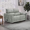 Arabella 2 Seater Power Recliner Sofa with Power Headrest and Speakers in Marble Silver Fabric