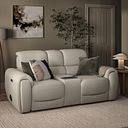 Arabella 2 Seater Recliner Console Sofa with Smart Screen in Bone China Leather