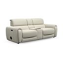 Arabella 3 Seater Recliner Console Sofa with Smart Screen in Bone China Leather