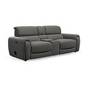Arabella 3 Seater Recliner Console Sofa with Smart Screen in Elephant Grey Leather