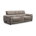 Arabella 3 Seater Recliner Console Sofa with Smart Screen in Oyster Leather