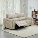 Arabella 3 Seater Power Recliner Sofa in Marble Cream Fabric